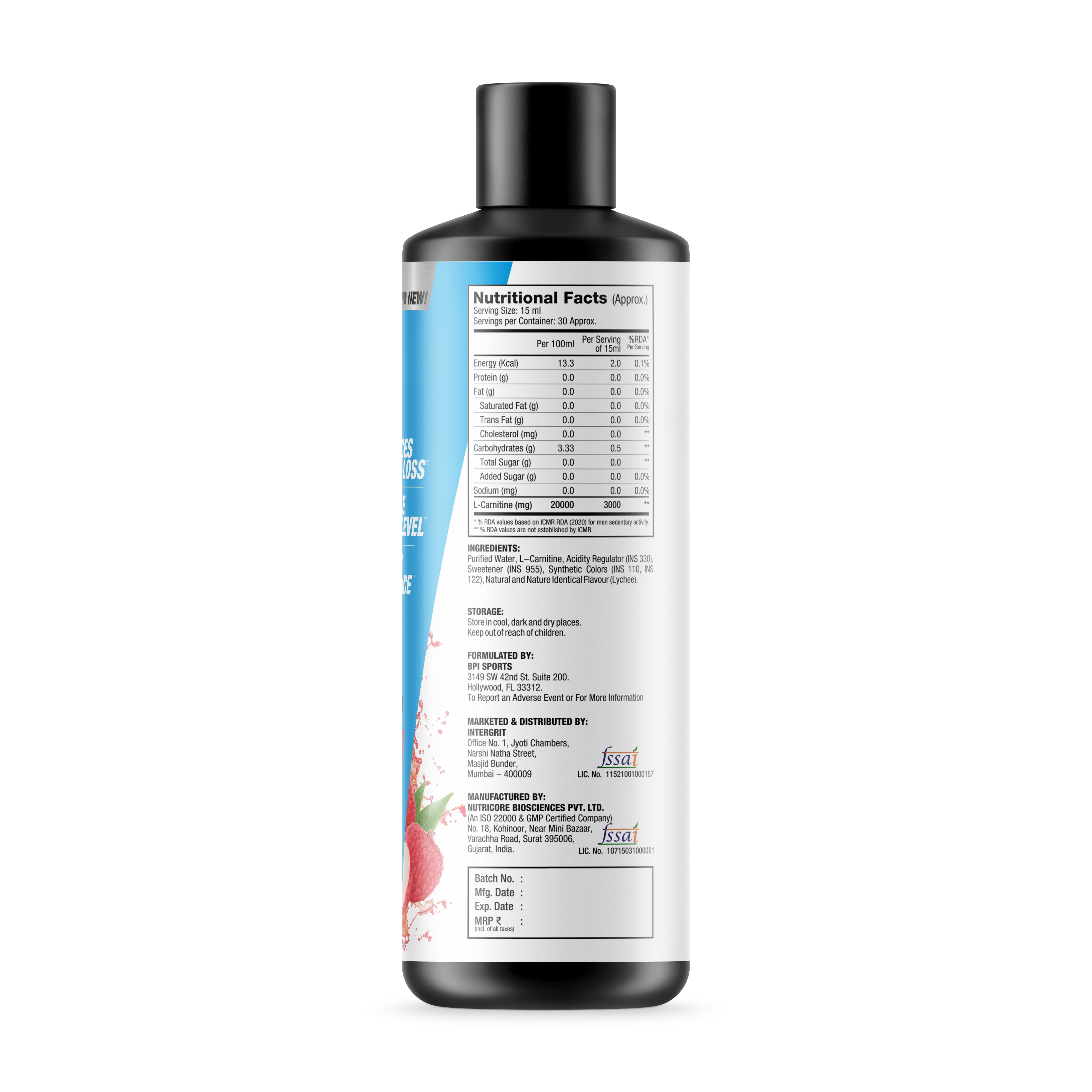 BPI Sports L-Carnitine - 450ml - 30 servings