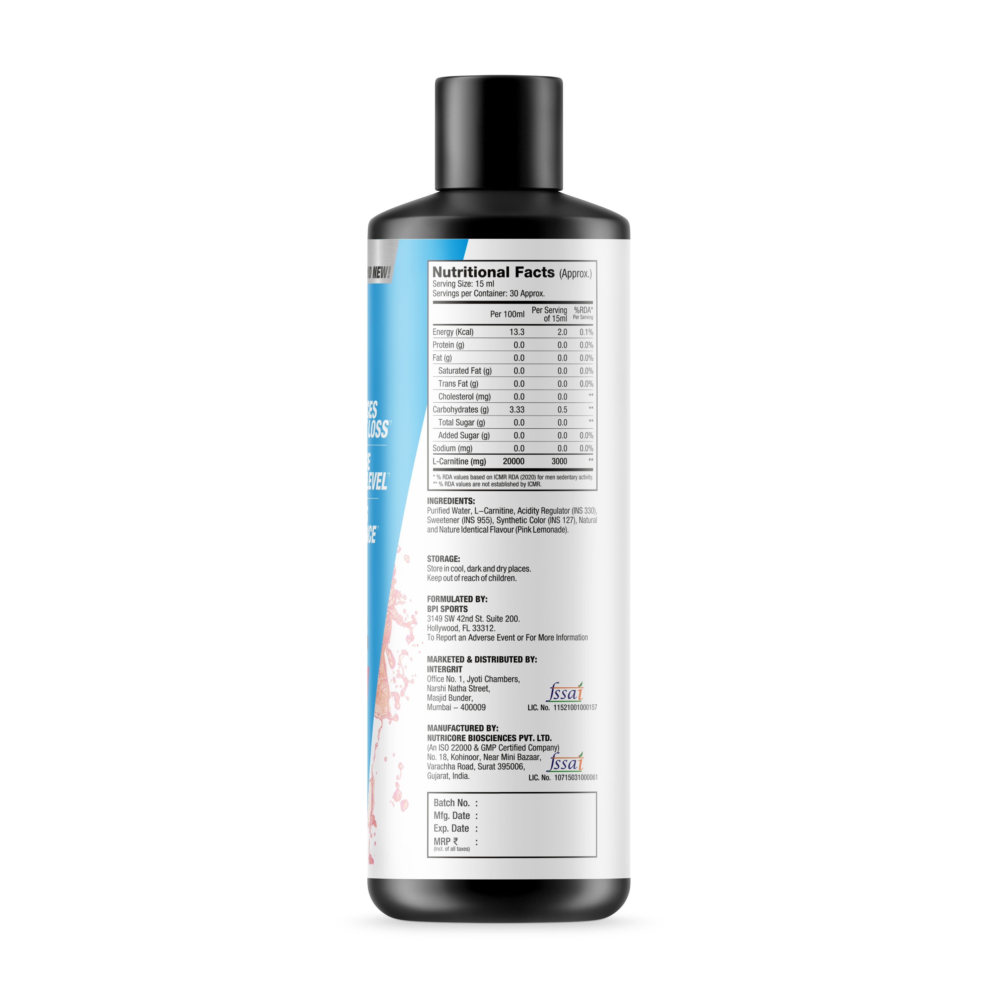 BPI Sports L-Carnitine - 450ml - 30 servings