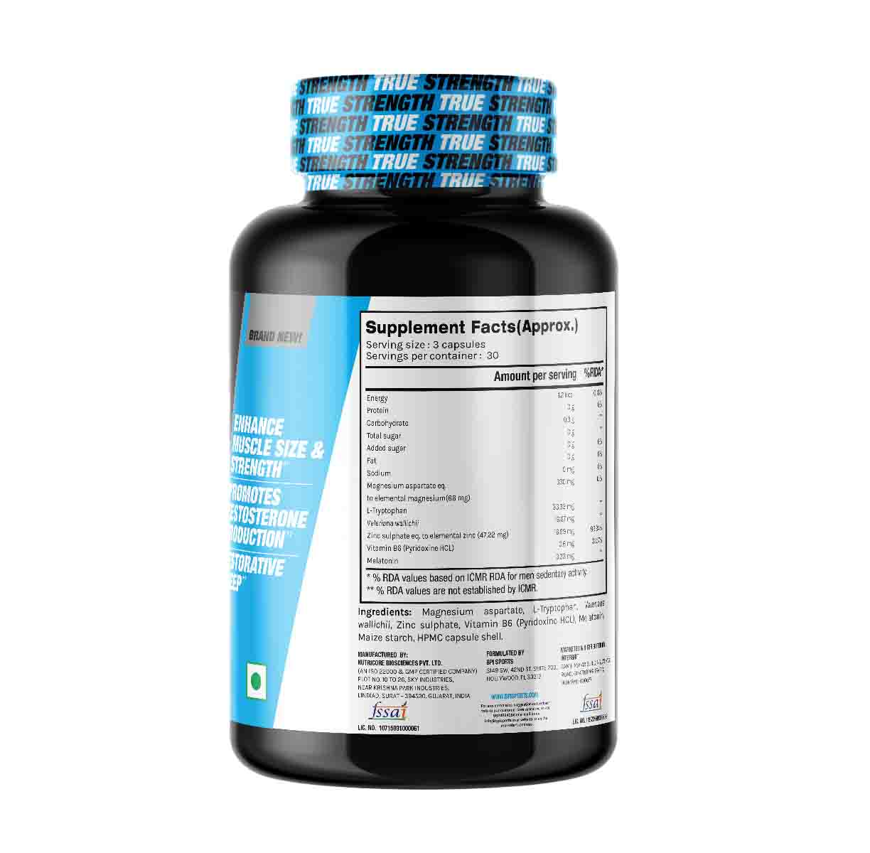 BPI Sports ZMA | Powerful Mineral Matrix - Zinc + Magnesium + Vitamin B6 | 90 Capsules