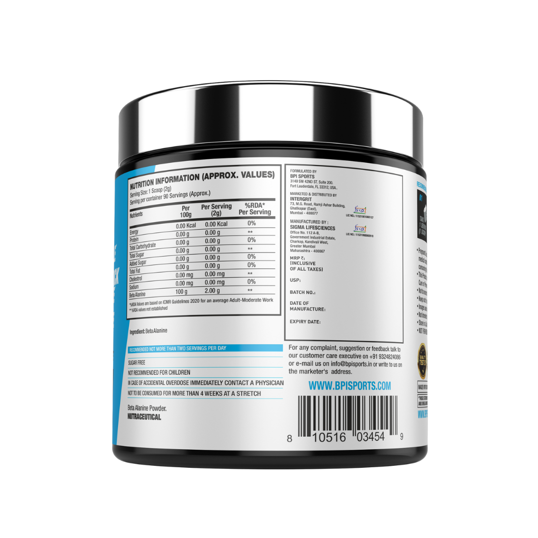 BPI Beta Alanine - 180 Gms - Unflavoured