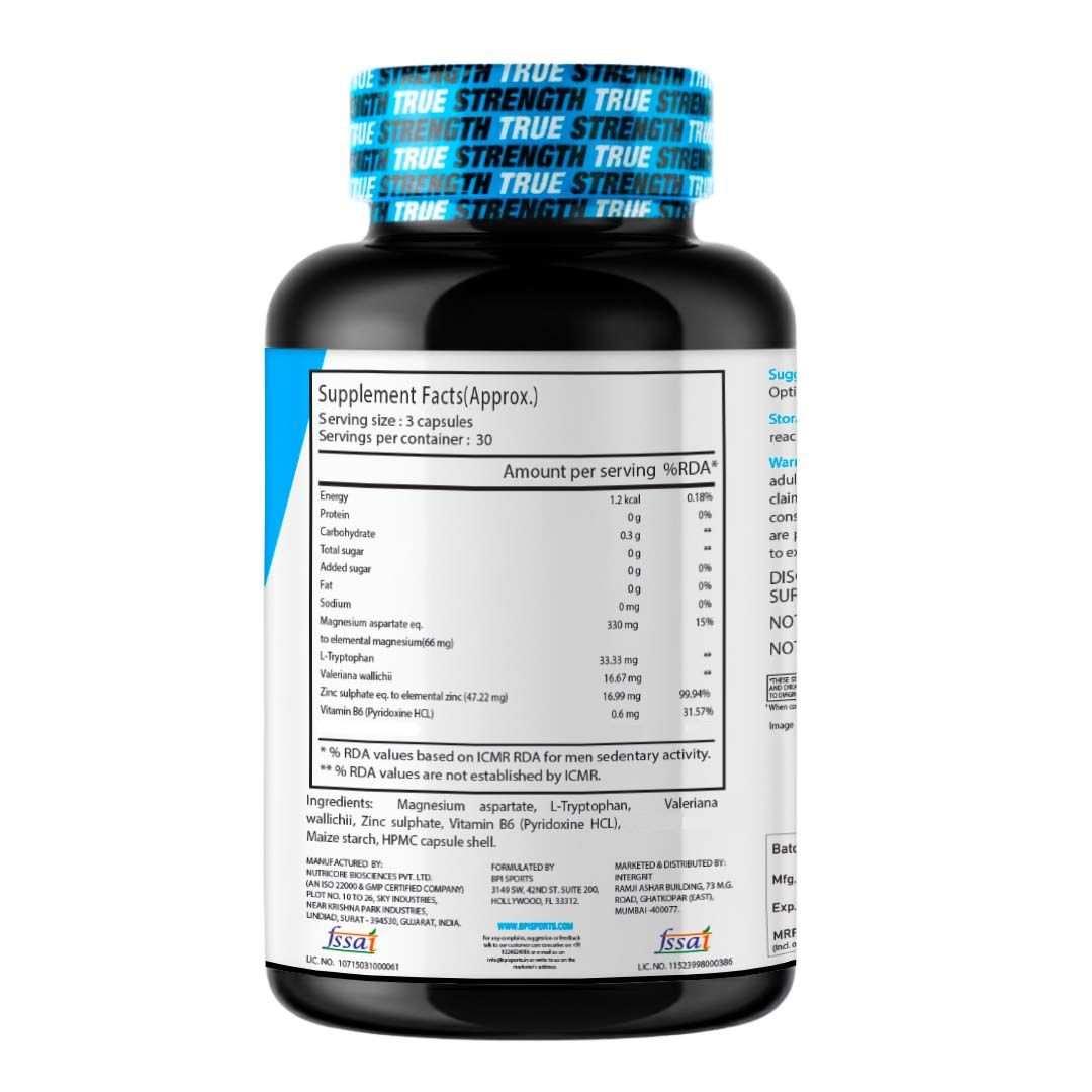 BPI Sports ZMA | Mineral Supplement with Zinc, Magnesium & Vitamin B6 | 90 Capsules