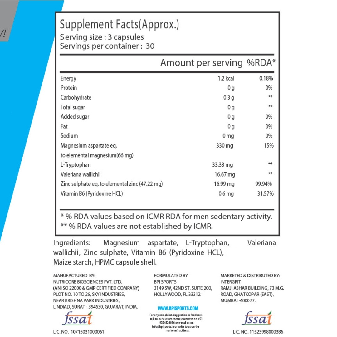 BPI Sports ZMA | Mineral Supplement with Zinc, Magnesium & Vitamin B6 | 90 Capsules